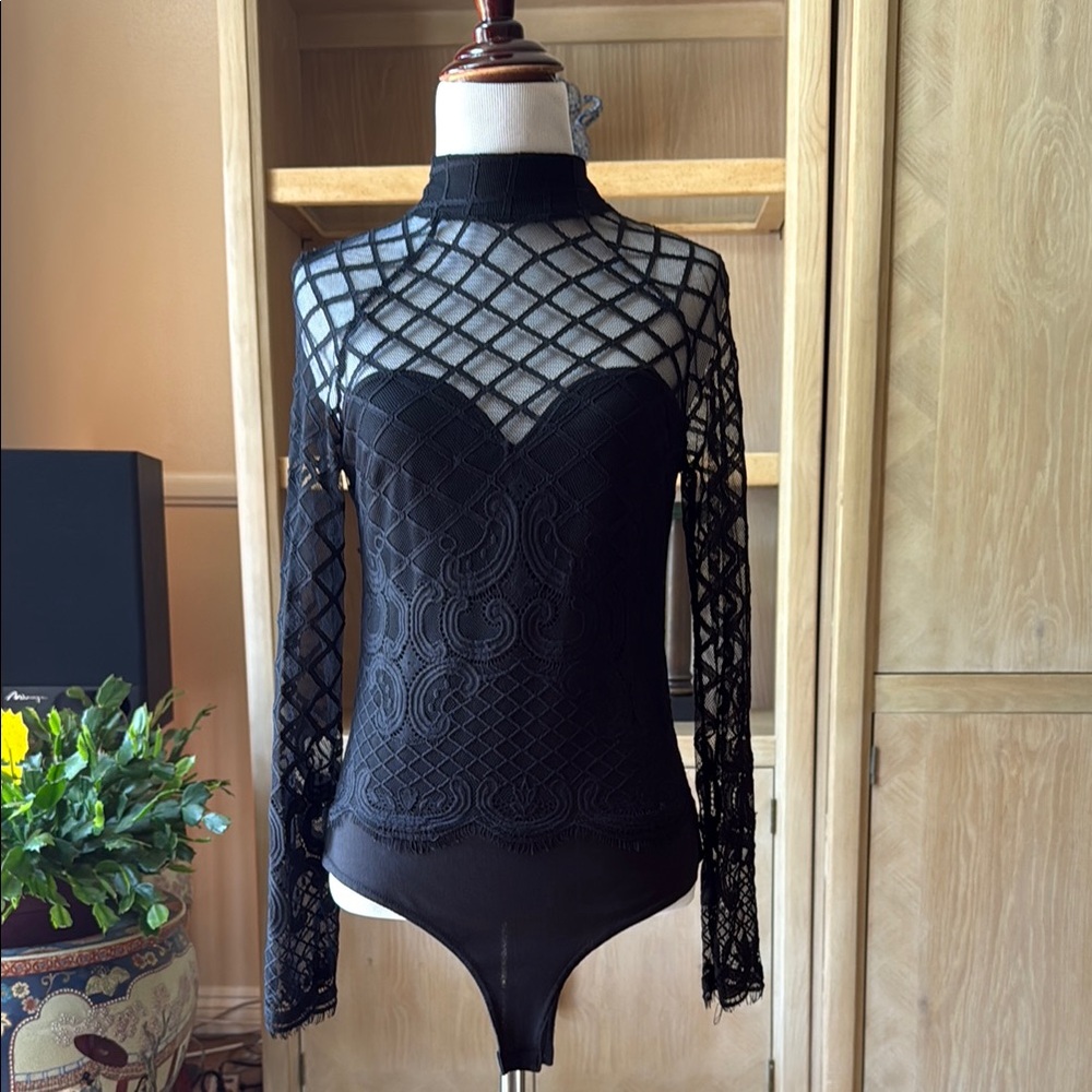 Black Asymmetrical Cut Out Bodysuit